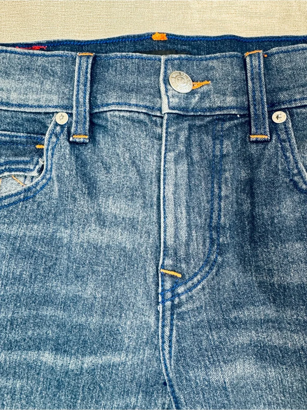NWT New $124 True Religion Rocco Super T Flap Raw Hem Jean Shorts Size 31
